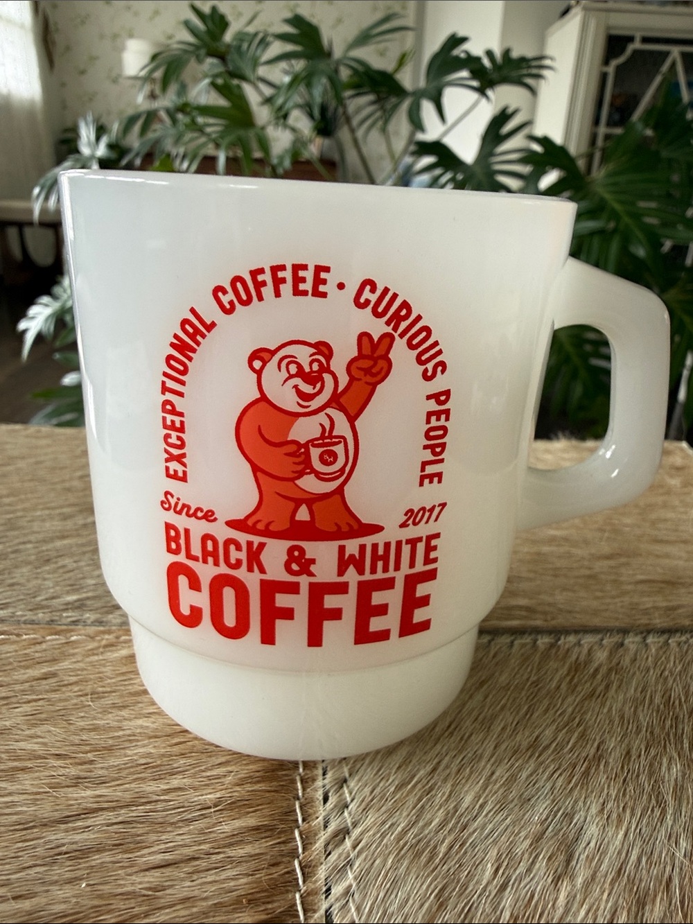 Black & White Coffee Milk Glass Coffee Mug
